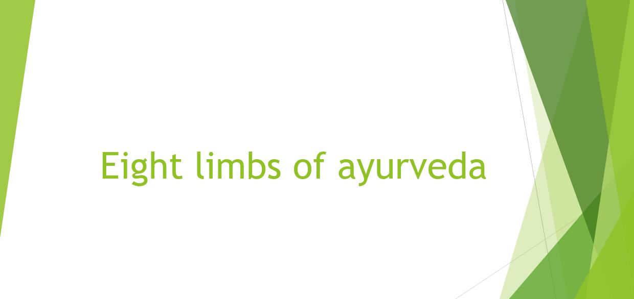 Eight Limbs of Ayurveda ( अष्टांग आर्युवेद)